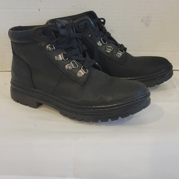 TIMBERLAND BLACK LEATHER SHOE BOOTS (sz 7.5) - Picture 1 of 8